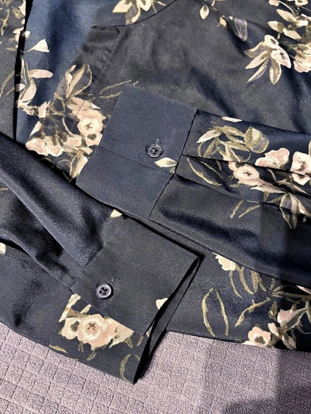 Vince Floral Blouse Black & Gold/Brown Size Small - Picture 8 of 12